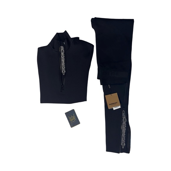Burberry Pants - Burberry Black Logo-Trim Jumpsuit & Legging Set